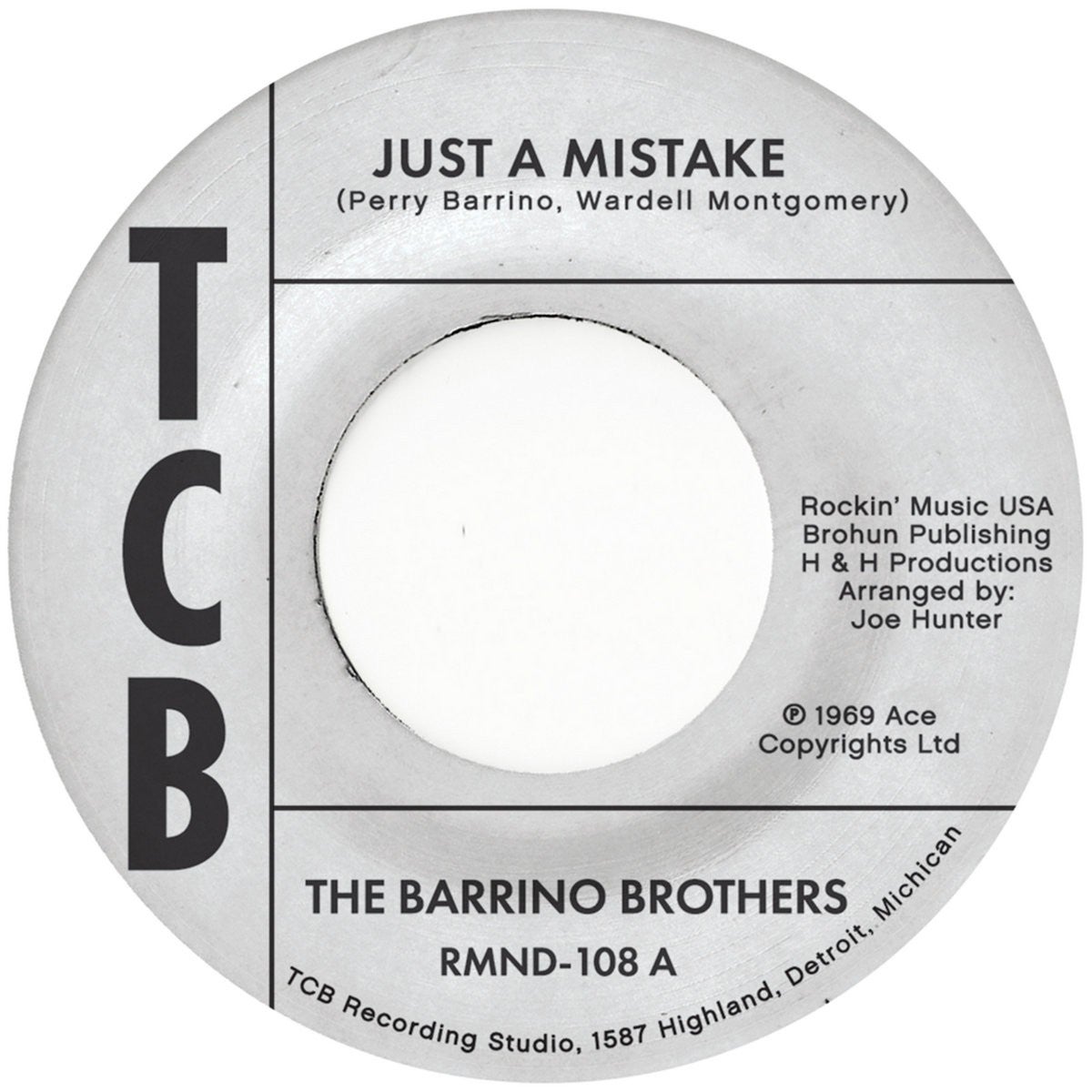 BARRINO BROTHERS, THE "JUST A MISTAKE + I'LL TAKE MY FLOWERS RIGHT NOW" VINYL 7"